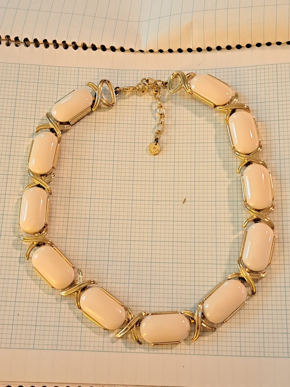 Talbots Gold-Tone Necklace with Cream Cabochons